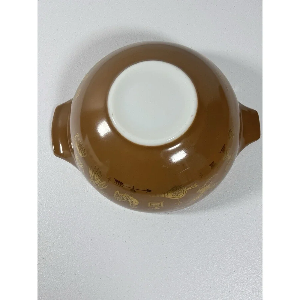Vintage‎ Pyrex 444 Early American Cinderella Mixing Bowl 4 Qt Brown Gold Cottage